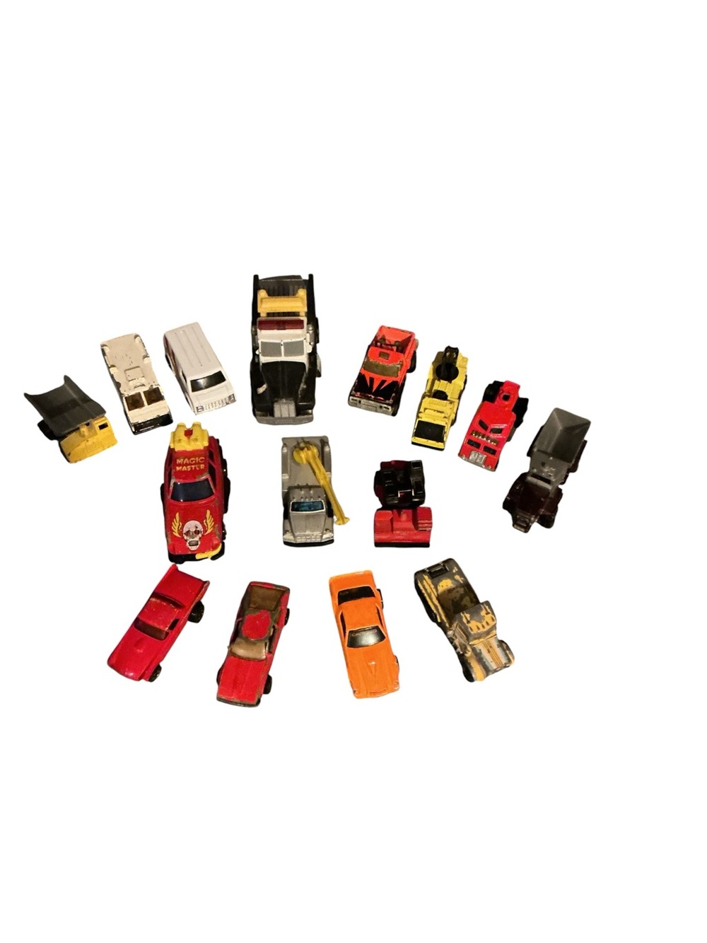 Mixed Kids Toy Vehicle Lot in Red, Orange, Yellow, Black